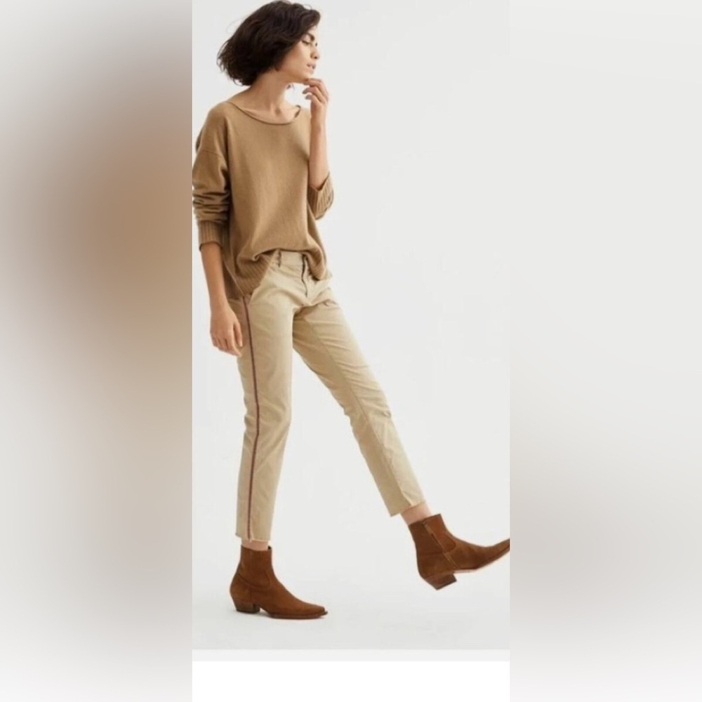 Nili Lotan East Hampton Pant in Khaki w/ Orange Stripe